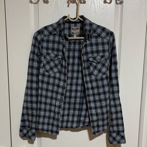 TNA Classic Fit Blue Plaid Shirt